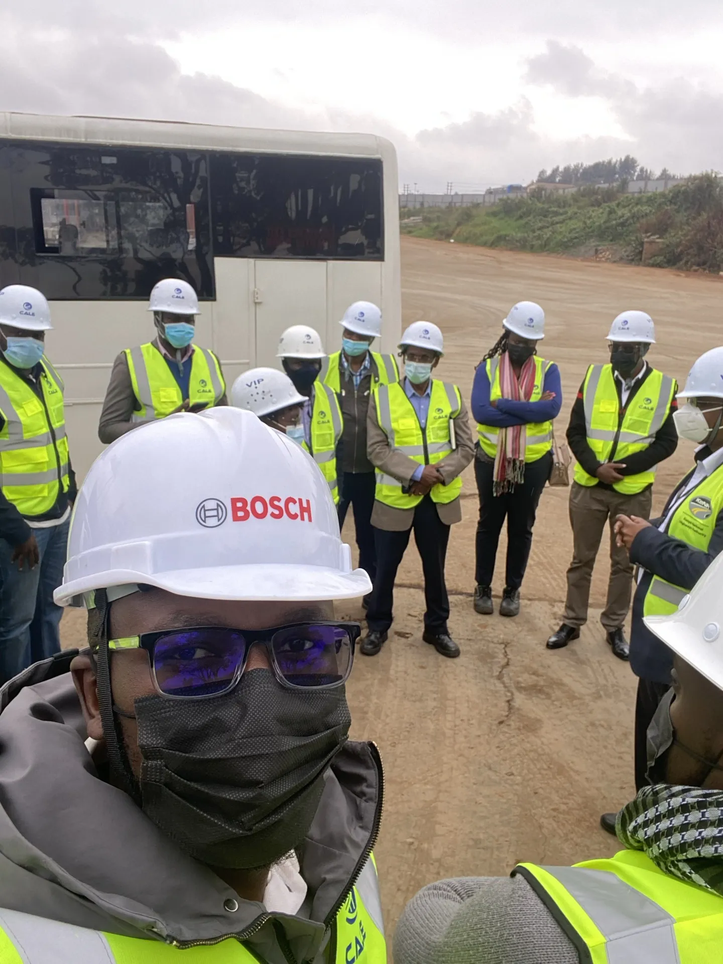 Engineering team at construction site